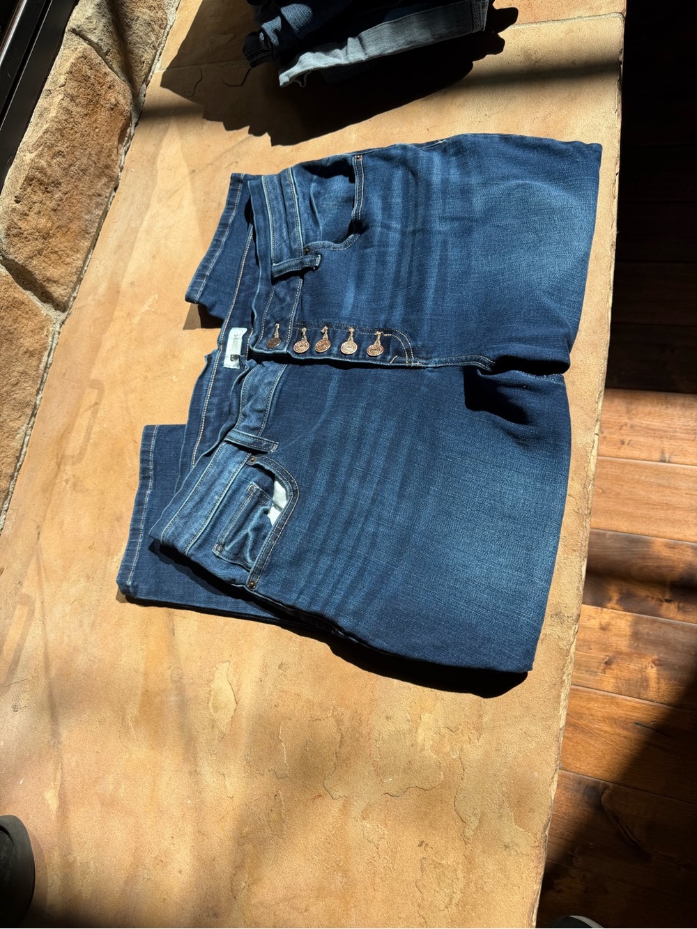 Maurices Indigo High-Rise Button-Fly Capris